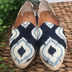 Navy Blue and White Pattern Loafers - Flats